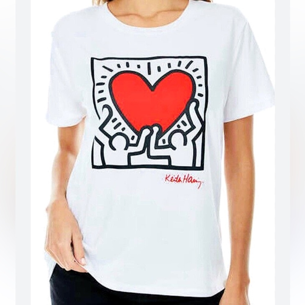 Keith Haring Graphic White T-Shirt sz small